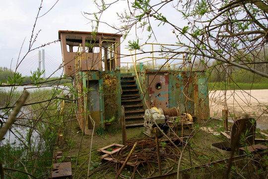 Boat wreck on Vistula river