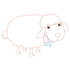 Cartoon Sheep, Coloring Page Illustration