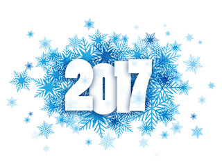2017 on snowflake background