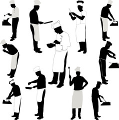 chef cook silhouette collection - vector 