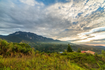 Sunrise over Kinabalu mountain n Sabah, Borneo, Malaysia.