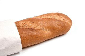 long loaf isolated on white background