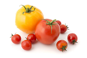 Tomatoes on white background