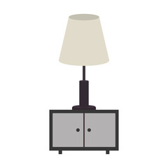 gray scale nightstand with lamp vector illustration