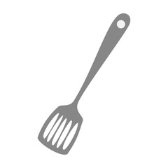 silhouette gray scale with frying spatula vector illustration
