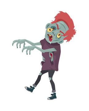 Zombie Character Walking with Stretched Hands.