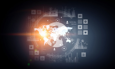 Network community background . Mixed media