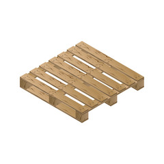 Wooden pallet isometric, vector illustration.