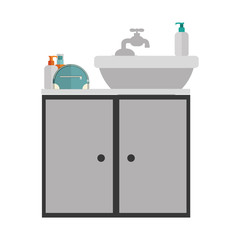 gray scale silhouette washstand with cabinet vector illustration