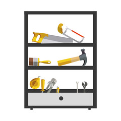 silhouette color with high rack tools box vector illustration