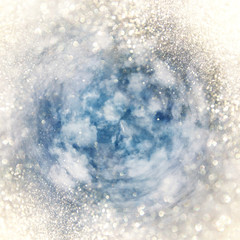 glitter lights background. silver, blue and gold