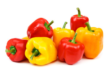 Fruits of sweet pepper on white background.