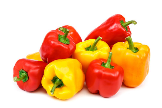 Fruits of sweet pepper on white background.
