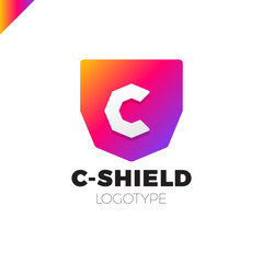 Abstract letter C shield logo design template. Premium nominal monogram business sign. Universal foundation vector icon.