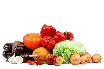 Set of vegetables on white background.