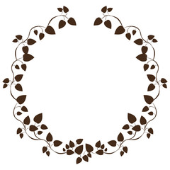 border brown leaves with creepers vector illustration