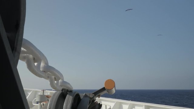 Anchor chain on forward of ship