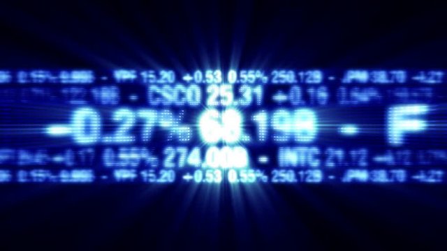 Blue stock market data digital ticker animation