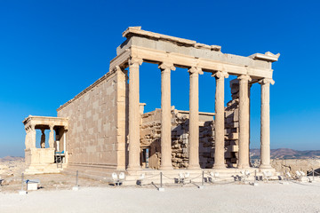 Obraz premium Erechtheum with Caryatids in Acropolis, Athens, Greece