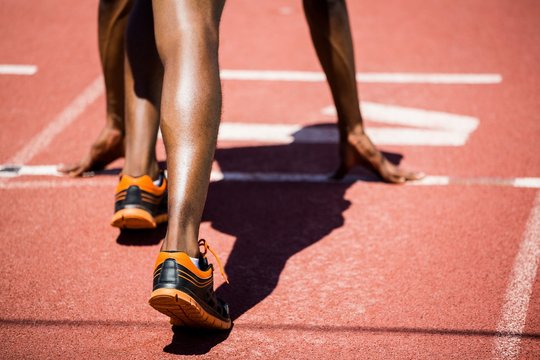 Athlete On A Starting Line About To Run