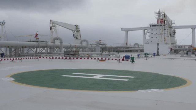 Helipad on deck of large tanker