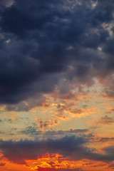 Dark dramatic sky with gloomy storm clouds