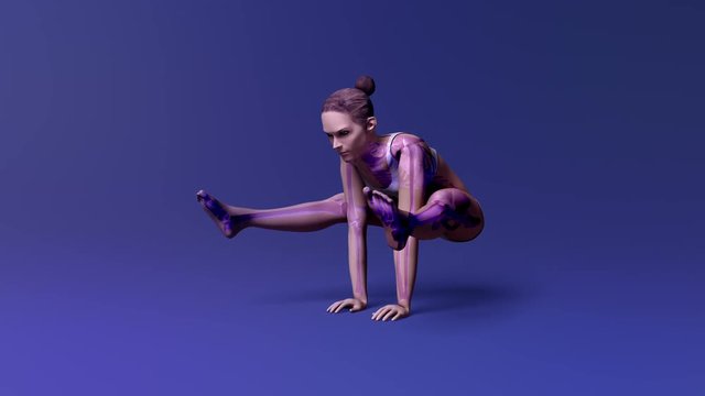 Yoga Firefly Pose Of Stretching Female With Visible Skeleton