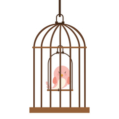 cage with bird in swing vector illustration