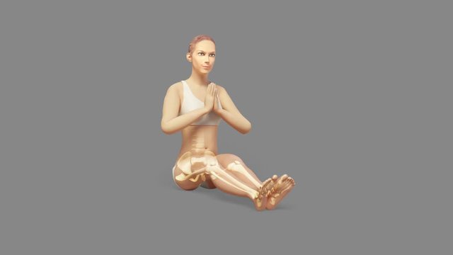 Yoga Meditation Pose Of A Female With Visible Skeleton + Alpha