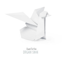 Origami paper white swan