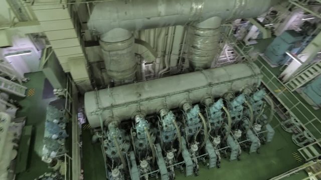 Engine room of large ship.