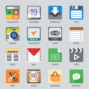 Flat icon set for Web and Mobile Application