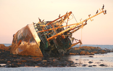 Shipwreck at Sunset on the North East Coast of Scotland