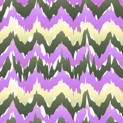Vector seamless patter design with chevron ikat repeating ornaments. purple pink violet beige