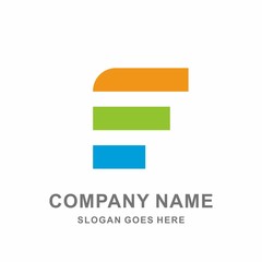 Monogram Letter F Colorful Horizontal Strips Business Company Stock Vector Logo Design Template