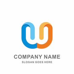 Monogram Letter W Rounded Outline Strips Reflection Business Company Stock Vector Logo Design Template