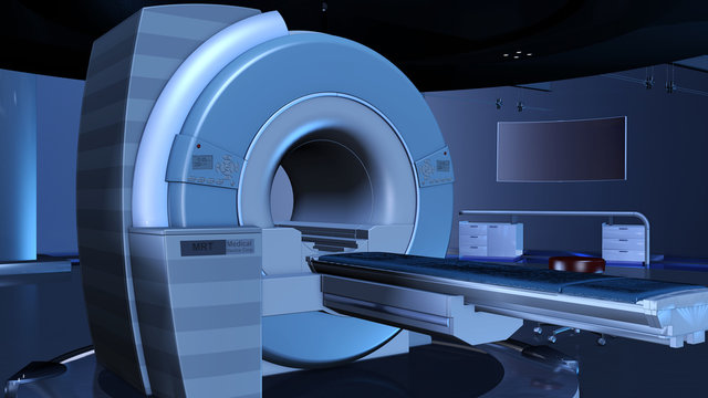 Mangnetresonanztomograph in einem futuristischen R&ouml;ntgenraum