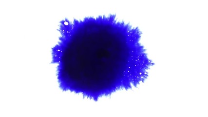 Blue Ink Splatters On White Background