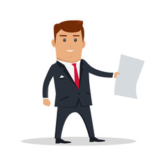 Man Character With Paper Vector Illustration.