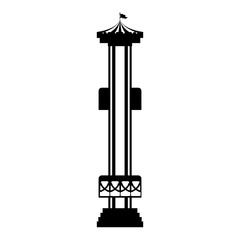 silhouette amusement park shot tower flat icon vector illustration