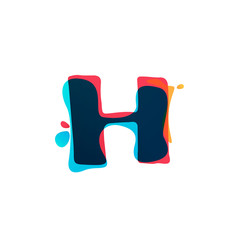 H letter logo with colorful watercolor splashes.