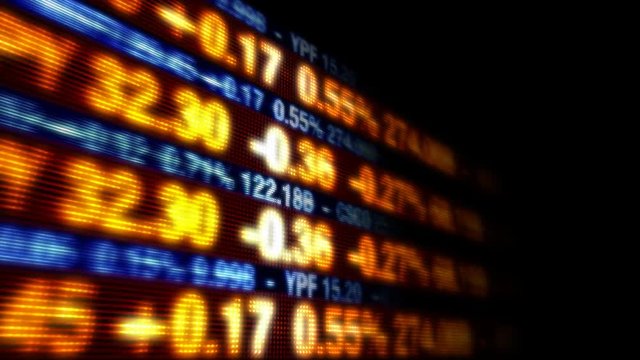 Stock market data digital ticker animation