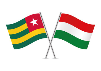 Togo and Hungary flags. Vector illustration.