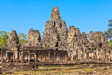 Fototapeta na wymiar Angkor, Cambodia. Bayon Temple Angkor Thom. Ancient Khmer architecture.