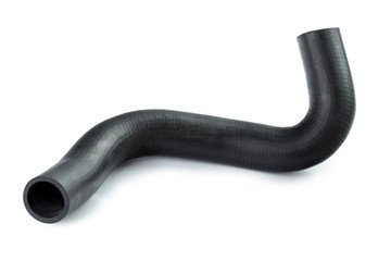 Black Rubber Fuel Hose on White Background