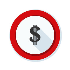 US Dollar hazard sign