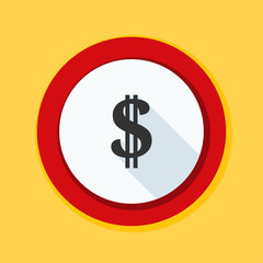 US Dollar hazard sign