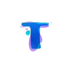 T letter logo with watercolor splashes.