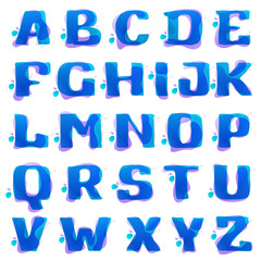 Alphabet logos with watercolor splashes.