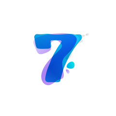Number seven logo with watercolor splashes.